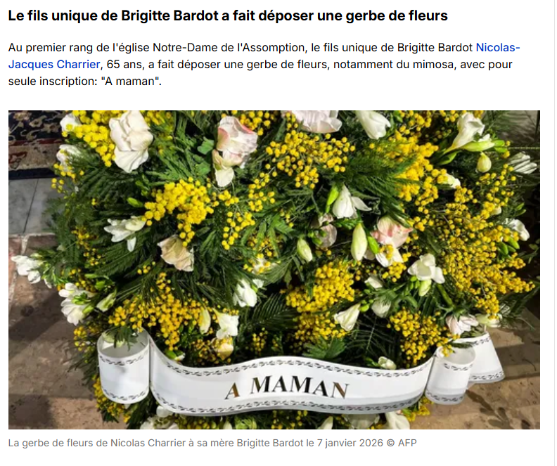 Obsèques de Brigitte Bardot : ce message touchant de son fils Nicolas Charrier