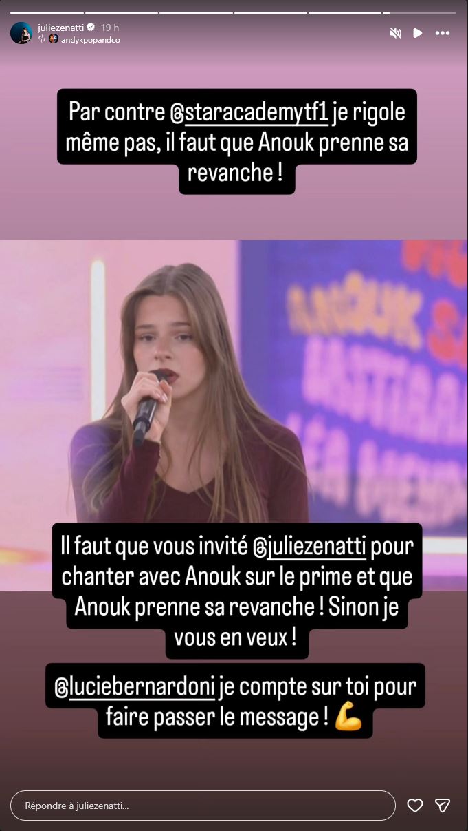 Julie Zenatti : son clin d’œil à Anouk (Star Academy) après son évaluation sur son titre phare