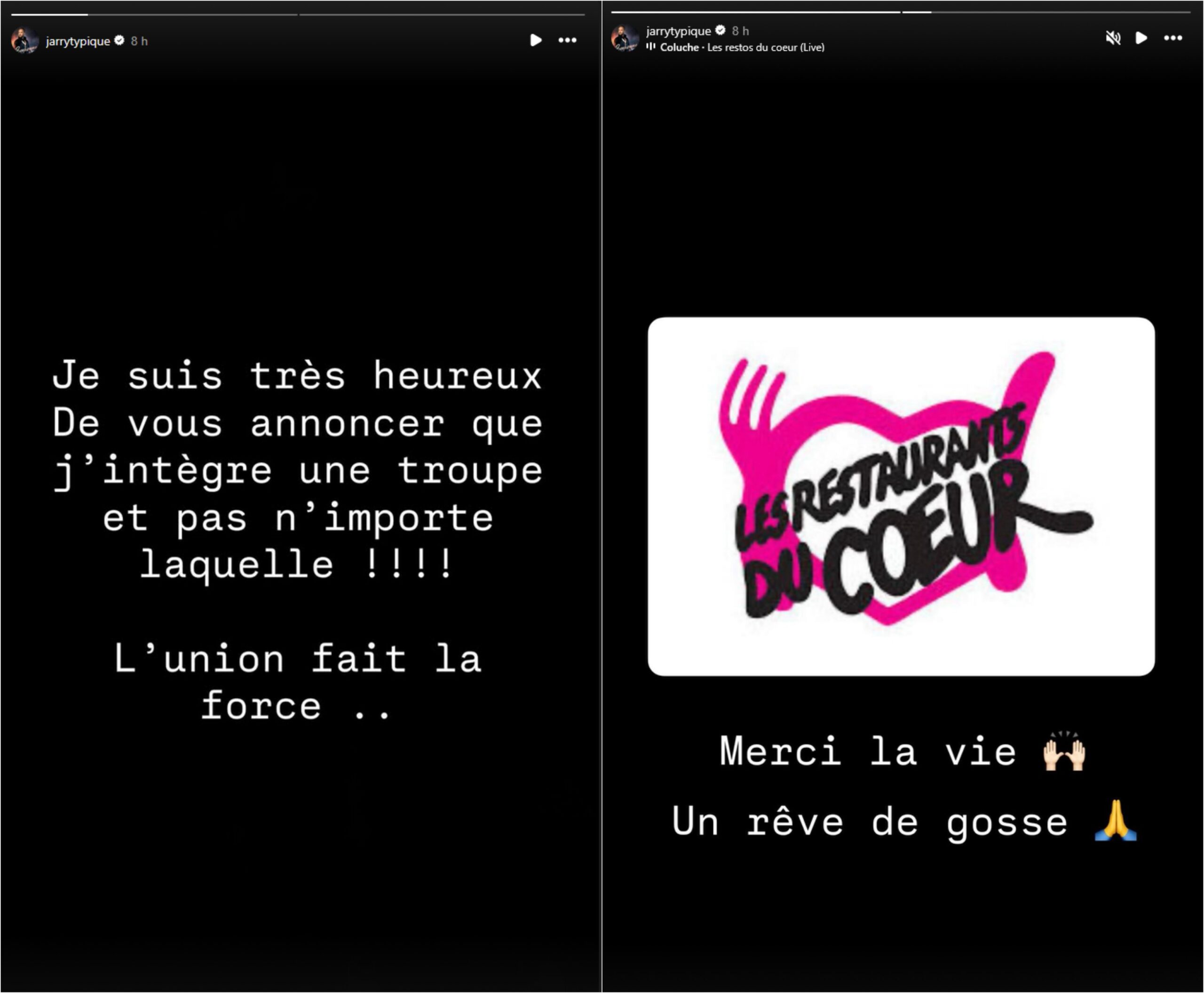 "L’union fait la force" : Jarry annonce son arrivée dans la troupe des Enfoirés