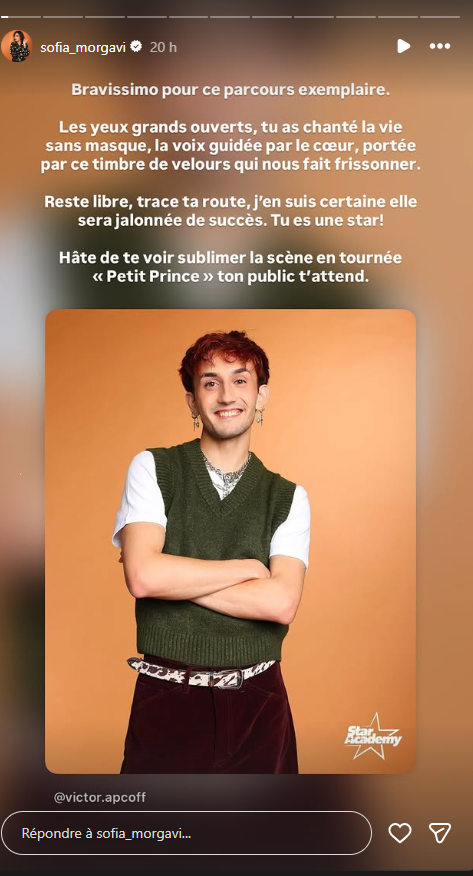 Sofia Morgavi adresse un tendre message à Victor (Star Academy) : "Tu es une star"