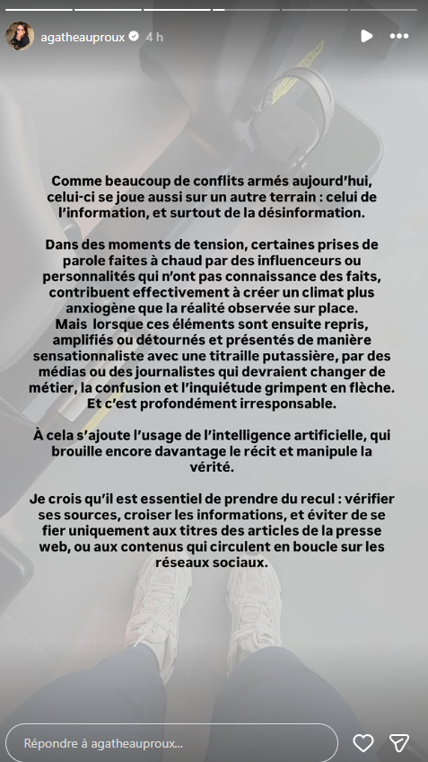 Agathe Auproux bloquée à Dubaï, elle fait une grosse mise au point : "Nous ne nous sentons pas en danger"