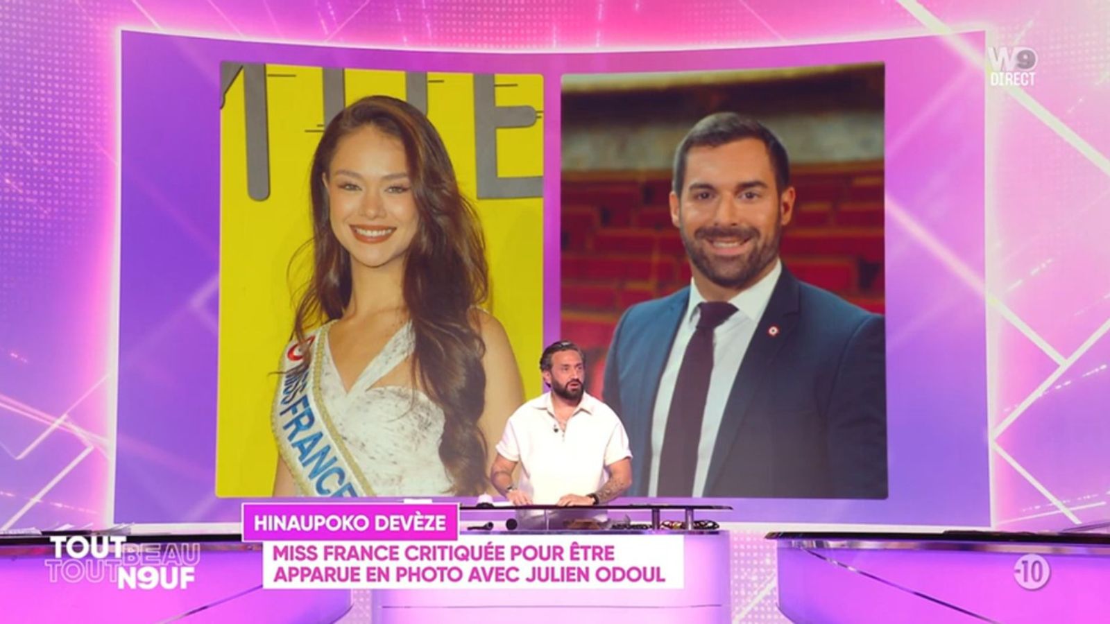 Hinaupoko Devèze pose avec Julien Odoul : le président de Miss France interpelle l’élu RN