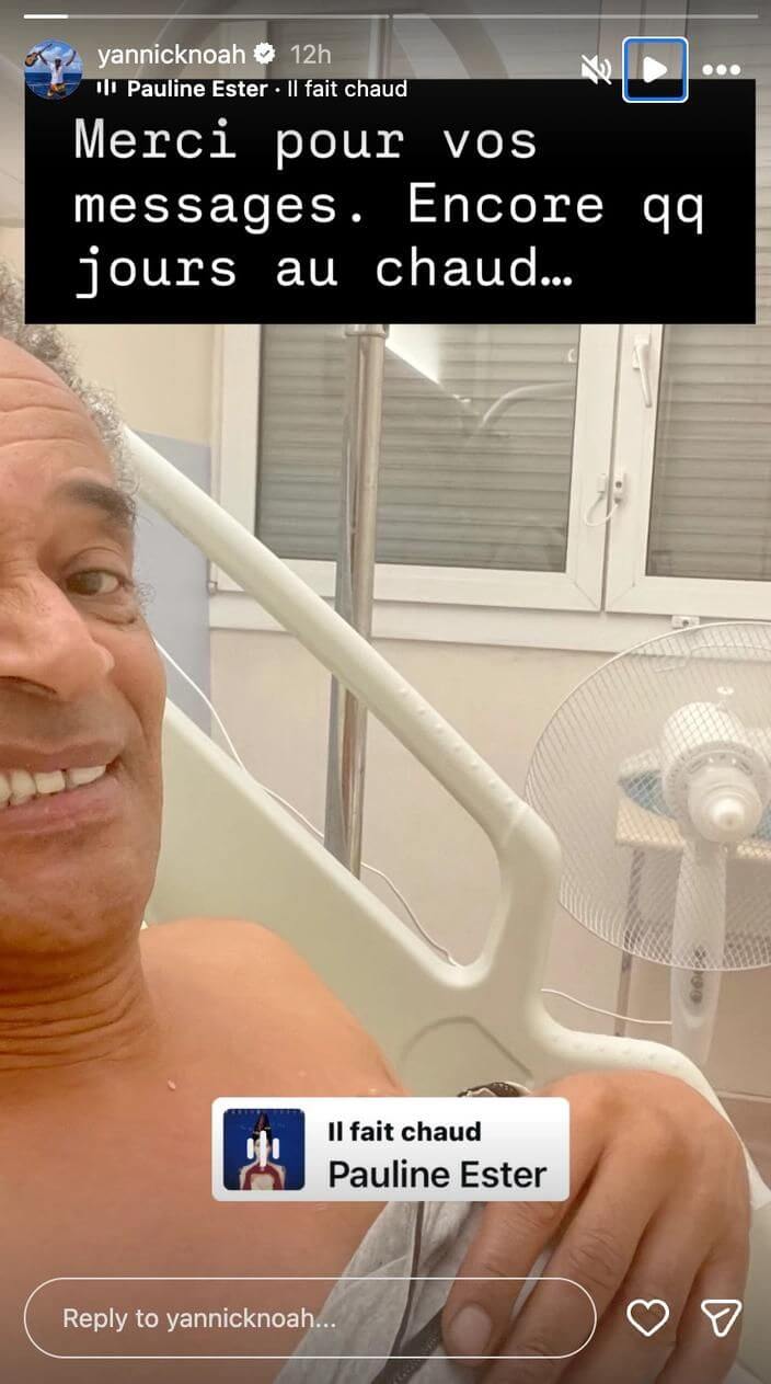 Yannick Noah hospitalisé : il donne de ses nouvelles