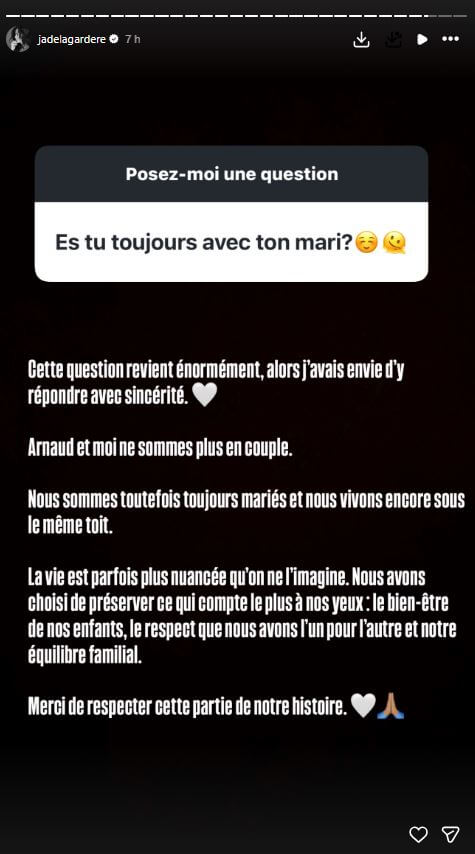 Jade Lagardère confirme sa rupture avec Arnaud : "Nous vivons encore sous le même toit…"