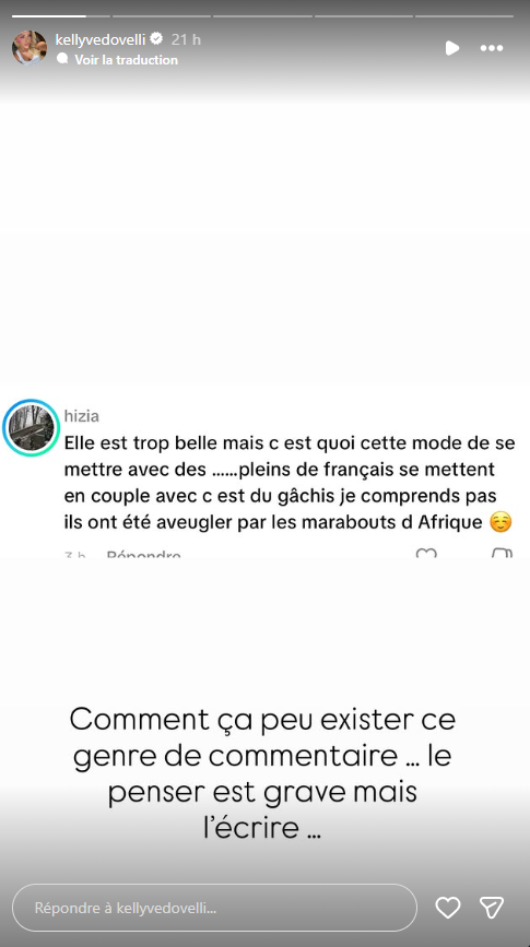 "Comment ça peut exister…" : Kelly Vedovelli choquée par un commentaire raciste visant son compagnon